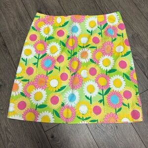 Green preppy floral sunflower mini skirt size 8